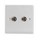 White Twin F Type Outlet Plate